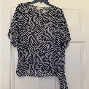 Michael Kors Black and White Printed Blouse